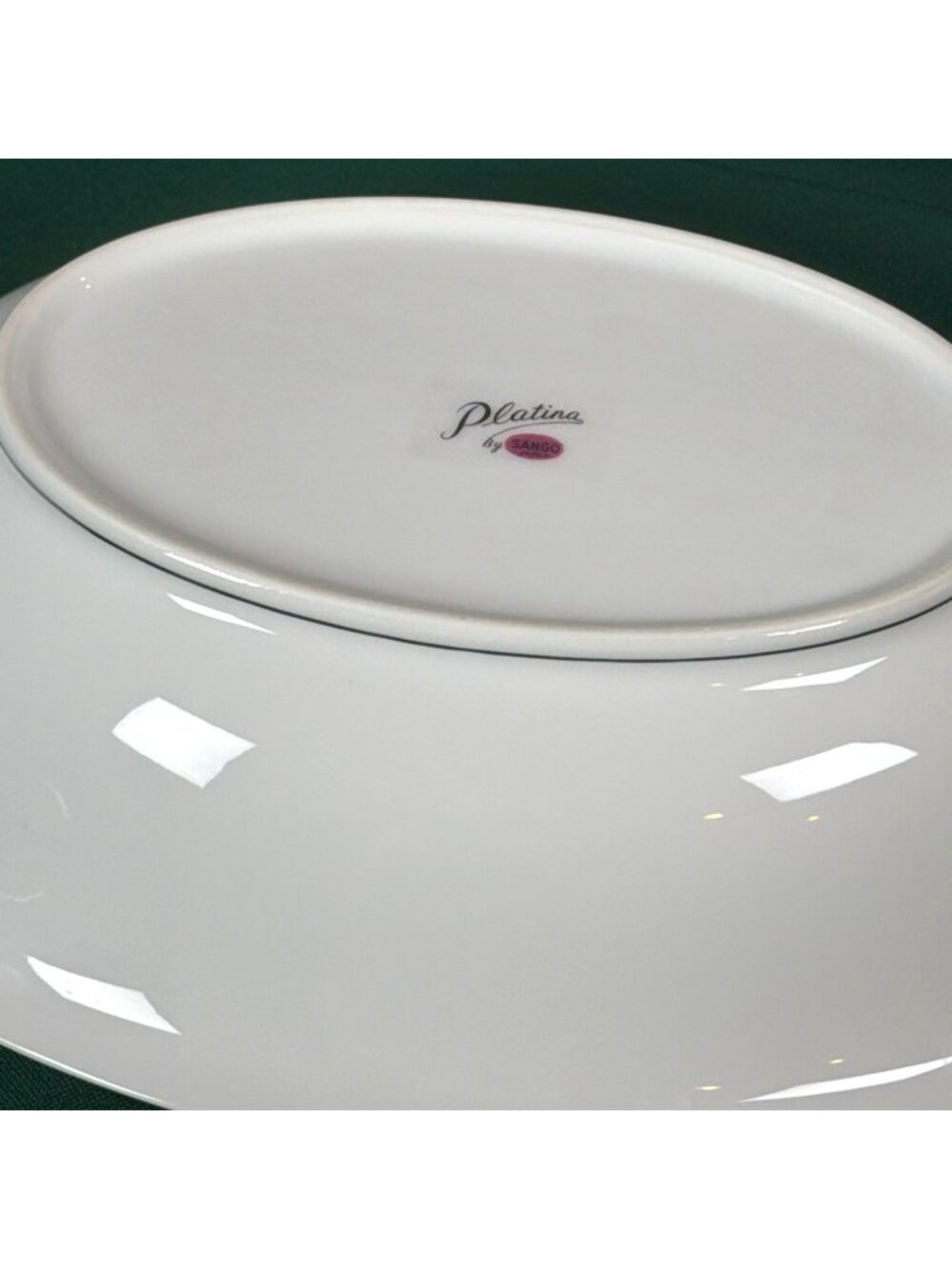 Vintage 50s Sango Platina 11" Oval Serving Bowl Gray Band Platinum Trim Japan - Picture 5 of 12